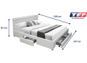PU Leather Upholstered Double Bed Frame with 4 Storage Drawers - Julie